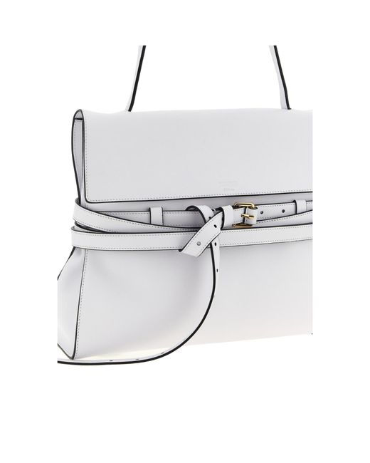 Moschino White Logo Embossed Shoulder Bag