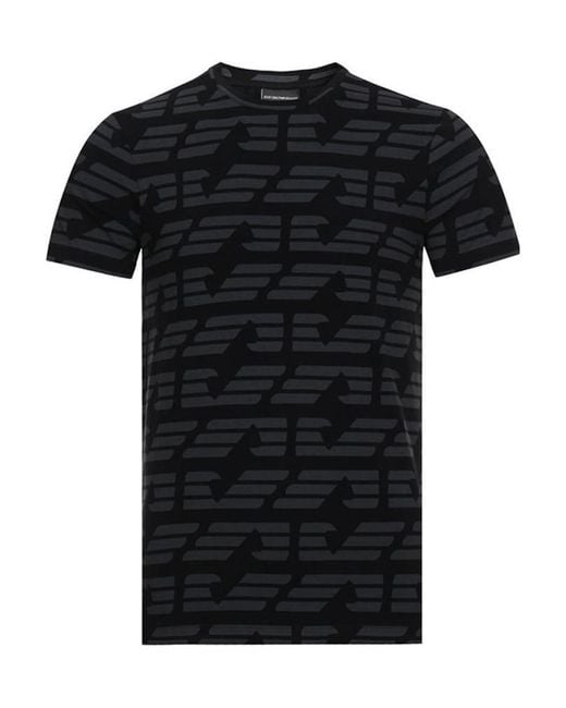 Emporio Armani Black Logo Printed T-Shirt for men