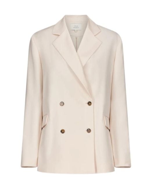 Loulou de Saison Natural Donau Lds Double-Breasted Flap Blazer