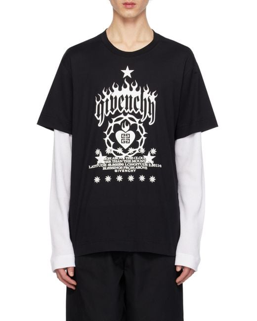 Givenchy Black Logo Printed Layered T-Shirt for men