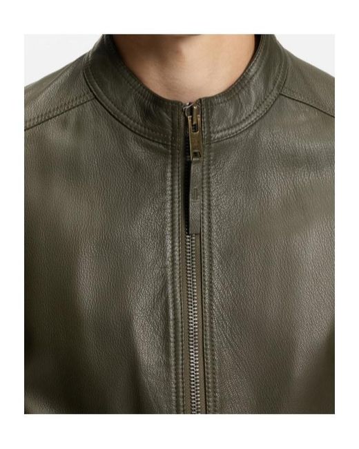 Boss Green Grained-Leather Jacket for men