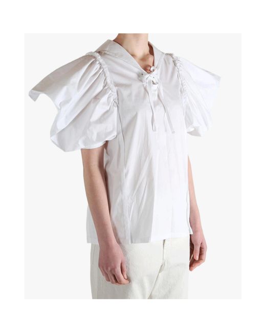 Comme des Garçons White Comme Des Garçons Tao Ruffled Sailor Collar Blouse