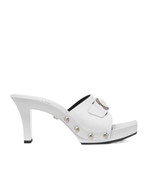 Versace White Medusa Head Open-Toe Mules