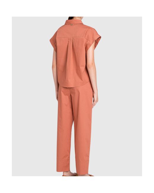 Twinset Orange Short-Sleeve Poplin Shirt