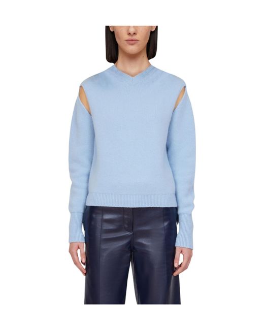 Ferragamo Blue Layered Cashmere Sweater