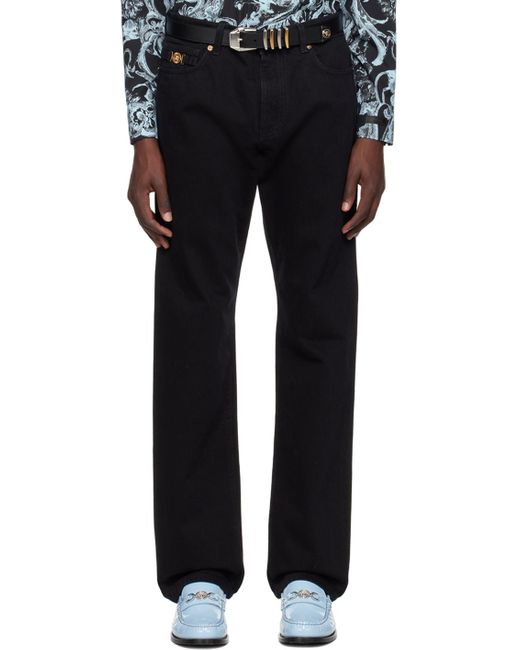 Versace Black Straight Leg Jeans for men