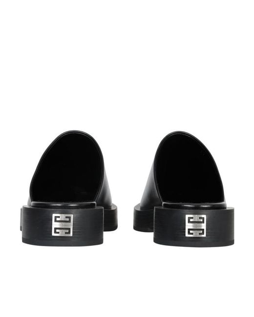 Givenchy Black 4G Plaque Square-Toe Mules