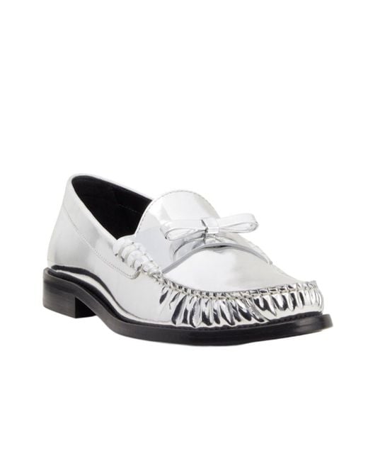 Stuart Weitzman White Lottie Bow Loafers