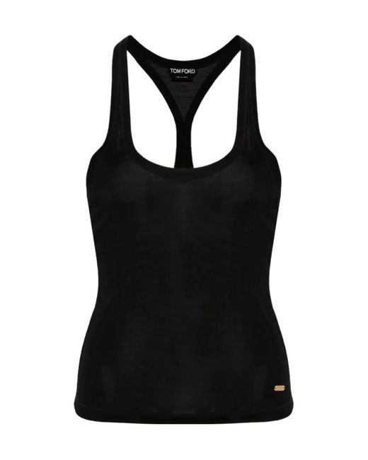 Tom Ford Black Silk Racerback Scoop Neck Tank Top