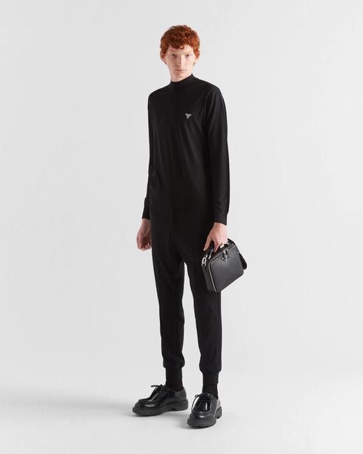 Prada Blue Superfine Wool Turtleneck Sweater for men