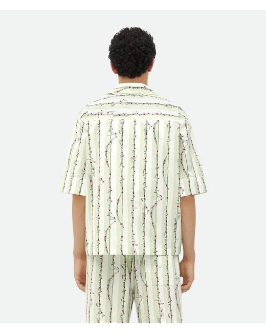 Bottega Veneta Green Short Sleeved Striped Shirt for men