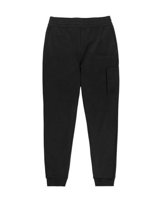 Moncler Black Logo-Embossed Cotton Sweatpants for men