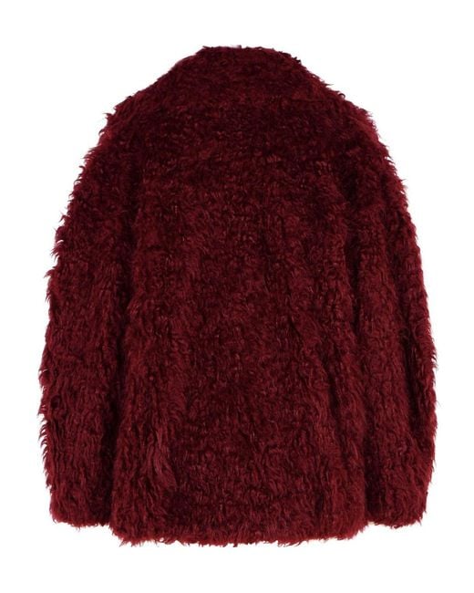 MSGM Red Burgundy Acrylic Blend Coat