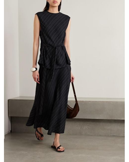 Proenza Schouler Black Kaia Tie Striped Midi Skirt