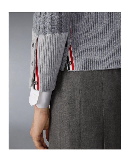Thom Browne Gray 4R-Bar Striped Cardigan for men