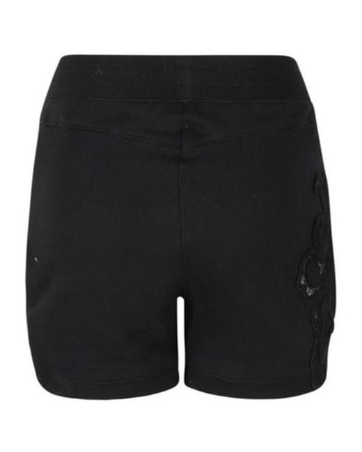 Ermanno Scervino Black High-Waist Elasticated Waistband Laced Shorts