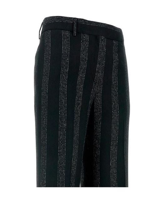 MSGM Black Striped Wide-Leg Trousers
