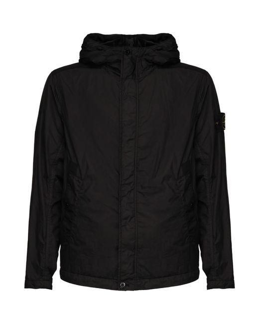 Stone Island Black Compass-Badge Hooded Jacket for men