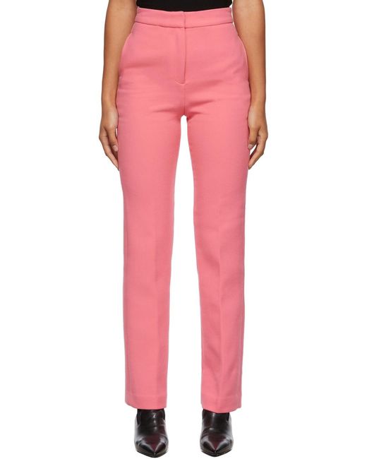 REMAIN Birger Pink High-Waist Casual Straight Pants