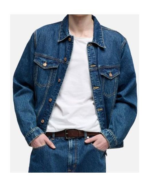 7 For All Mankind Blue Long-Sleeve Denim Jacket for men