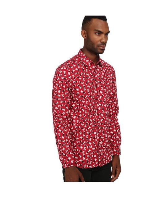Moschino Red Printed Shirt for men