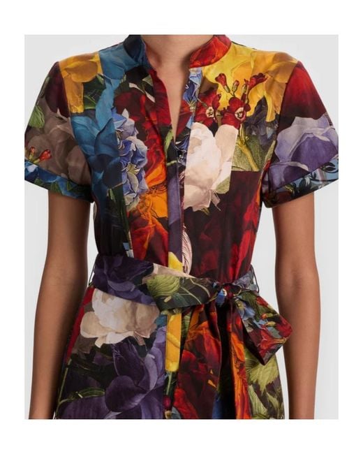 Alice + Olivia Blue Lucy Midi Shirt Dress