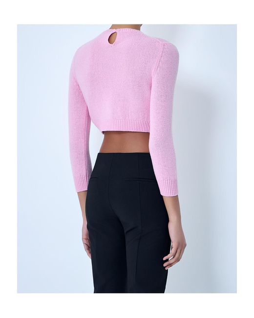 Jil Sander Blue Cropped Crew-Neck Knitted Jumper
