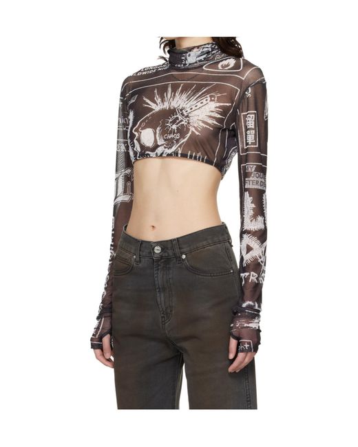 Lu'u Dan Black Mesh Crop Top for men