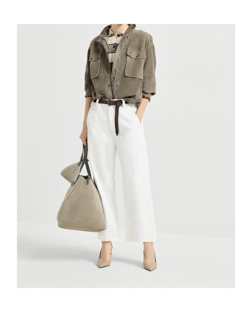 Brunello Cucinelli Green Leather Jacket