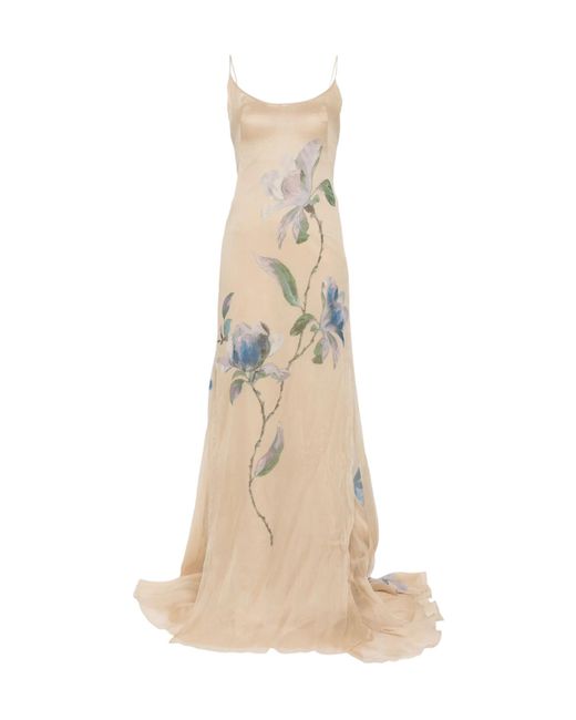 Ermanno Scervino Natural Floral-Print Maxi Dress