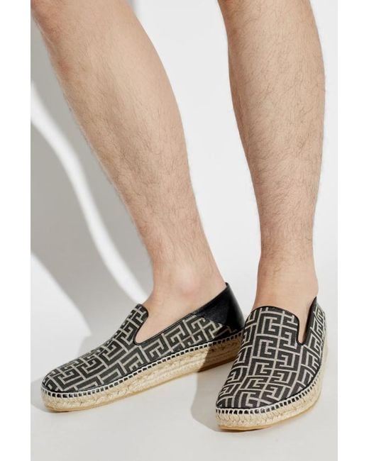 Balmain Black Monogram Slip-On Espadrilles for men