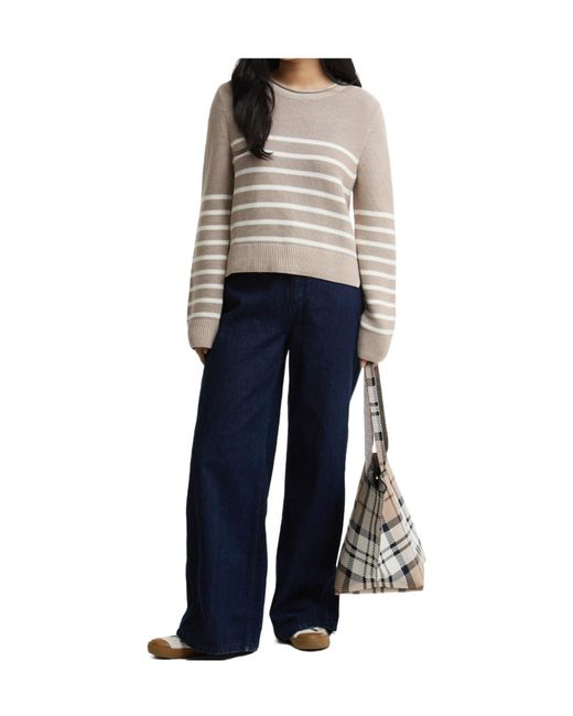 Barbour White Minimalist Crew Neck Sweater