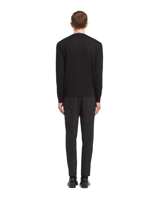 Prada Blue Long-Sleeved Crewneck Knitted Jumper for men