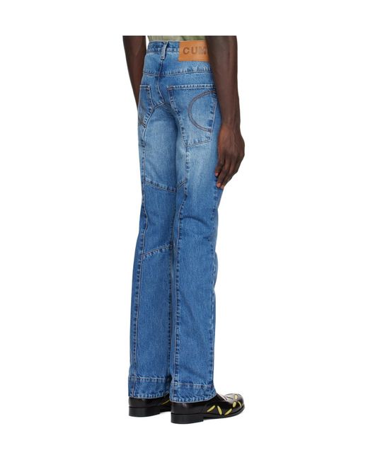 Edward Cuming Blue Patchwork Denim Pants for men