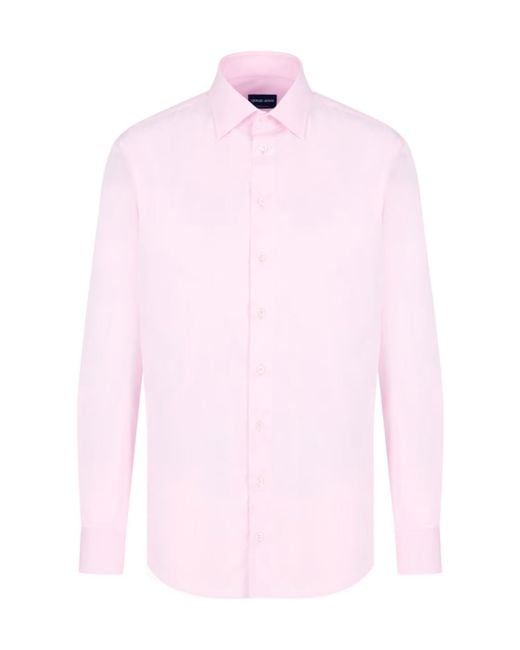 Giorgio Armani Pink Button-Up Curved Hem Shirt for men