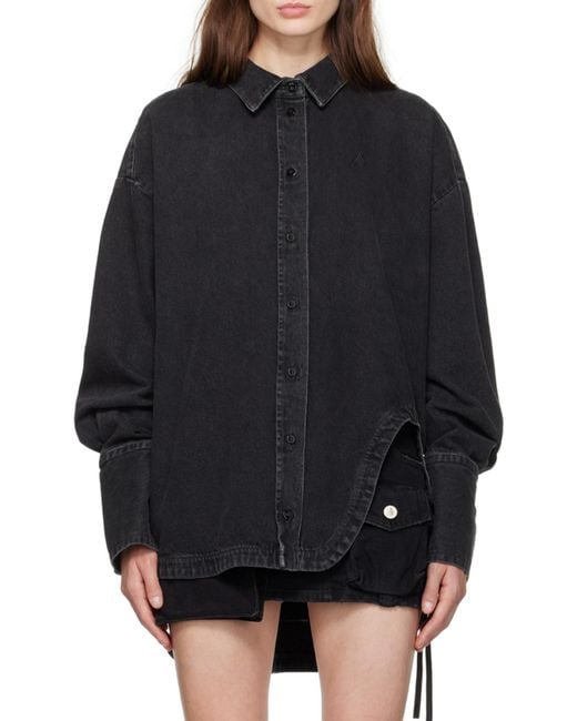 The Attico Blue The Logo Embroidered Buttoned Denim Shirt
