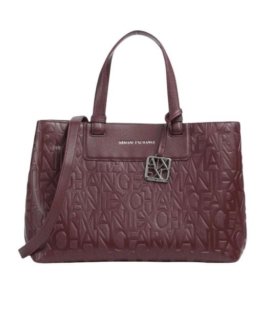 ARMANI EXCHANGE Purple Logo-Debossed Tote Bag