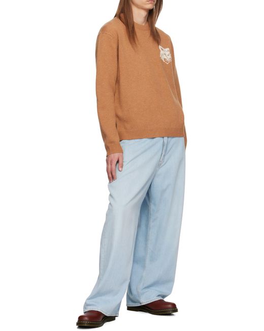 Maison Kitsuné Blue Maison Kitsuné Fox Head Intarsia-Knit Jumper for men