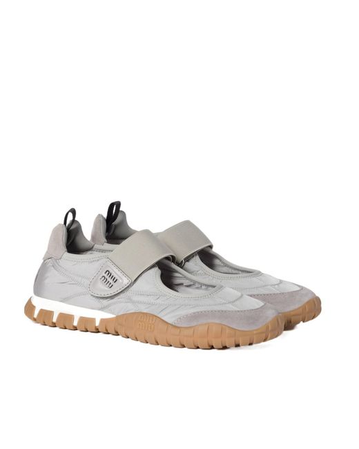 Miu Miu White Tyre Round-Toe Ballet Flats