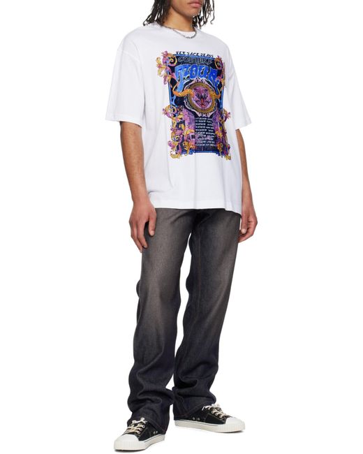 Versace Jeans White Bold Graphic Tiger Print T-Shirt for men