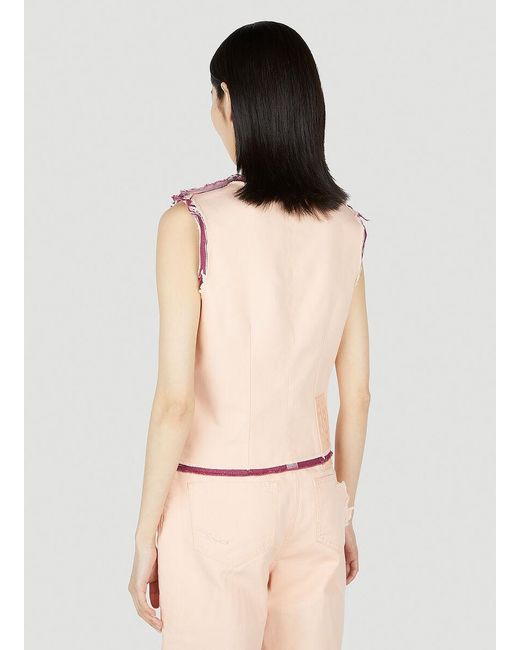 Raf Simons Natural Button Fastened Layered Raw-Cut Hem Tank Top