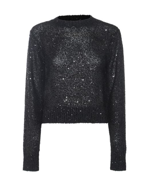 Brunello Cucinelli Black Sequin Embellished Long Sleeved Sweater
