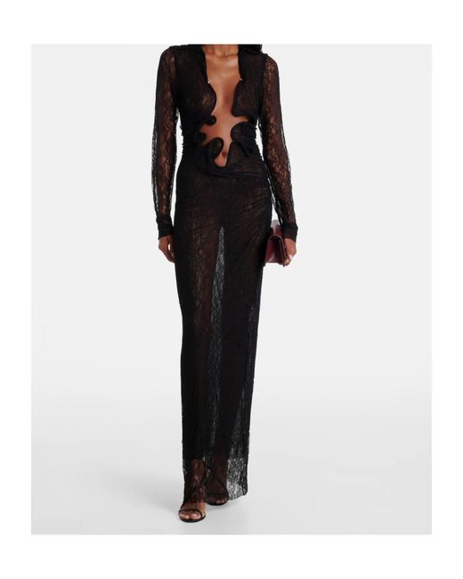 Christopher Esber Black Venus Sheer Lace Gown