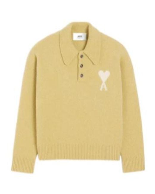 AMI Yellow Ami De Coeur Long-Sleeved Polo Shirt for men