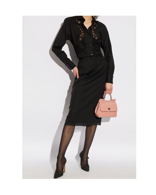 Dolce & Gabbana Black Chiffon Voile Calf-Length Skirt
