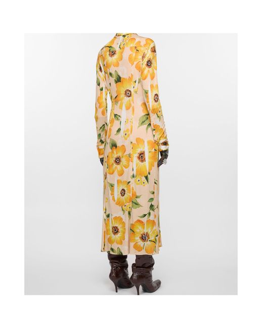 Acne Metallic Floral-Print Midi Dress