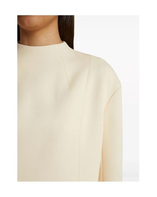 Khaite Natural The Mahni Slit-Detailed Crewneck Blouse