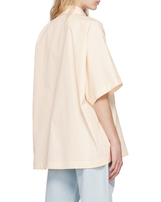 Studio Nicholson White Lapel Short-Sleeved Shirt