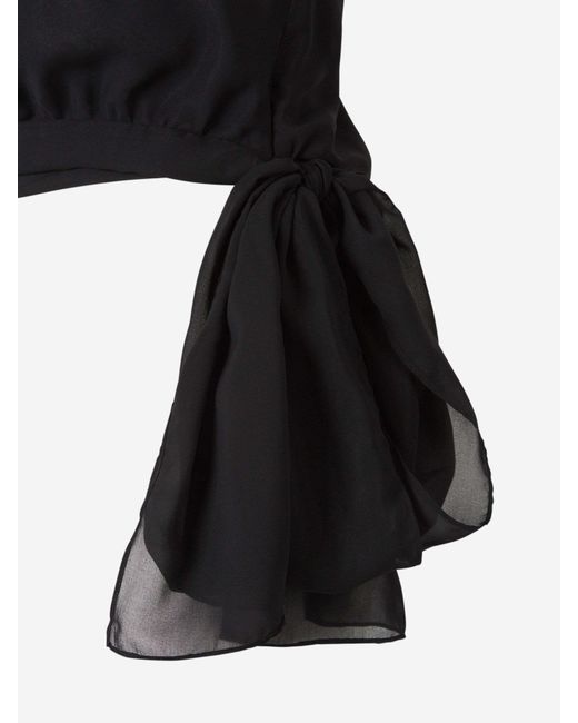 Peserico Black Asymmetrical Draped Blouse