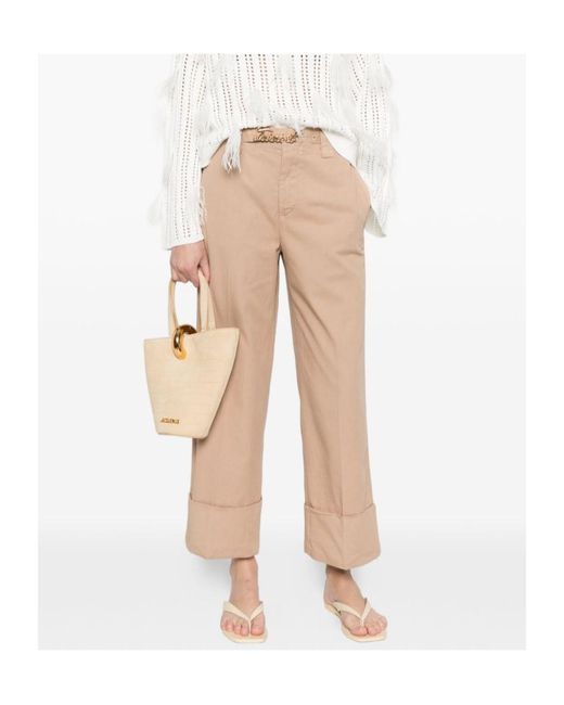 Twinset Natural Belted Cuffed Pants